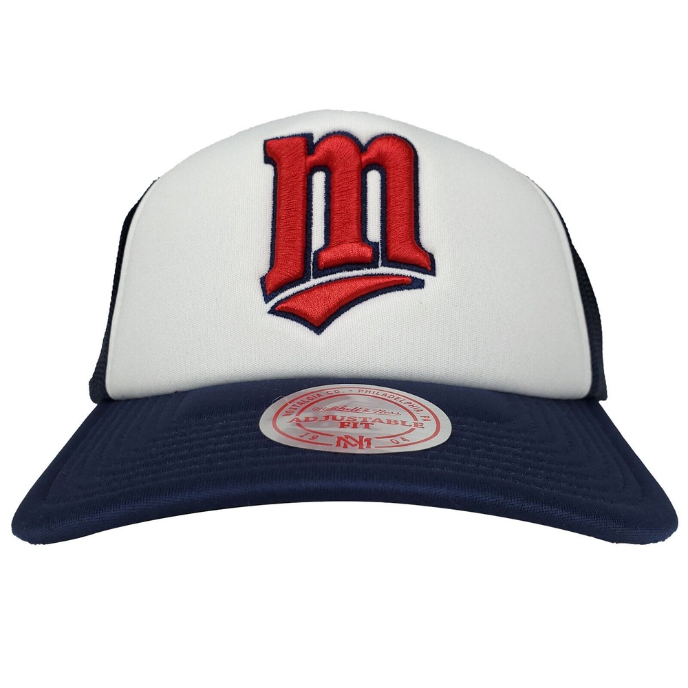 Minnesota Twins Mitchell &‎ Ness MLB Foam Trucker Hat Cap 3D Logo Navy White NWT